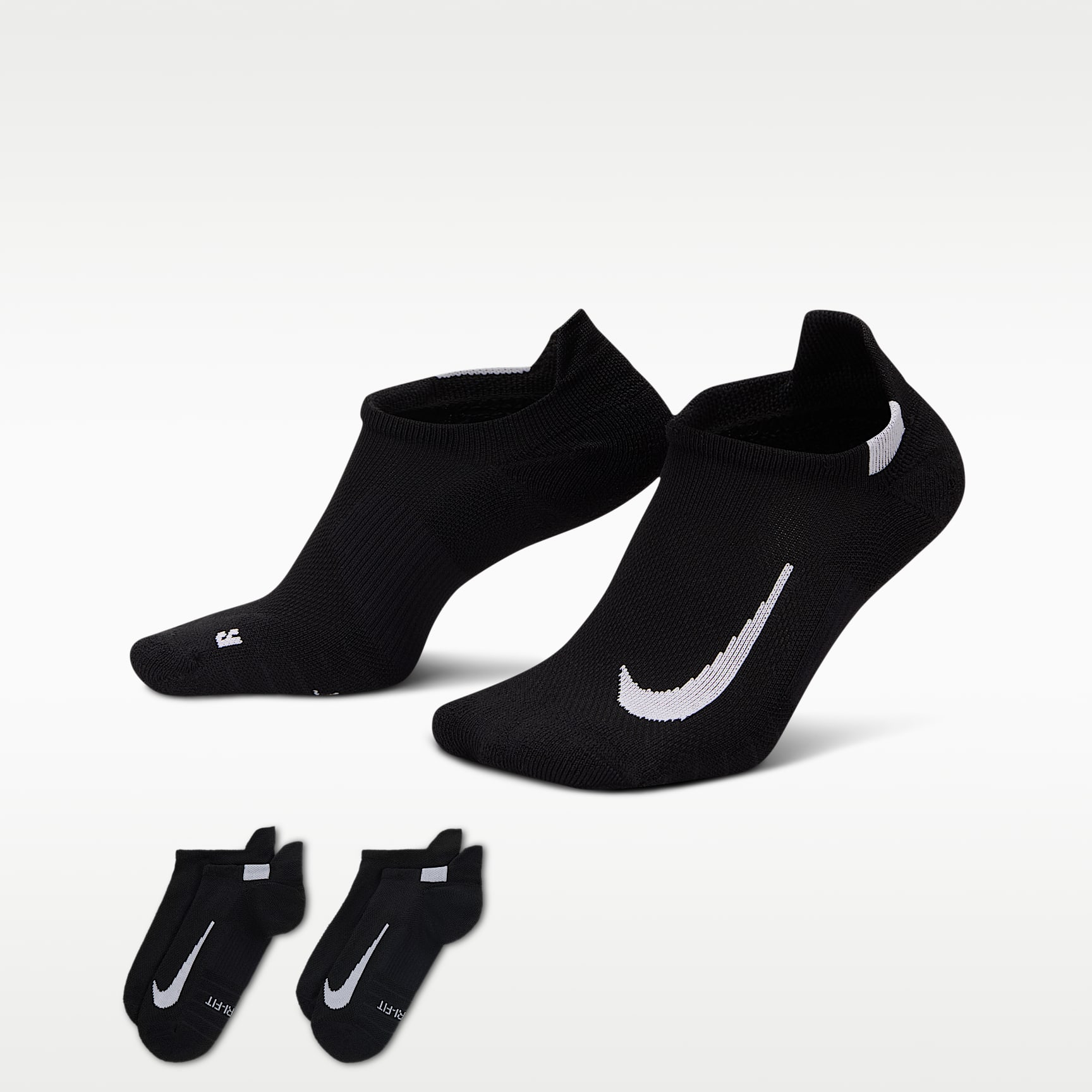 Nike Multiplier Running No-Show Socks (2 Pairs). Nike NO
